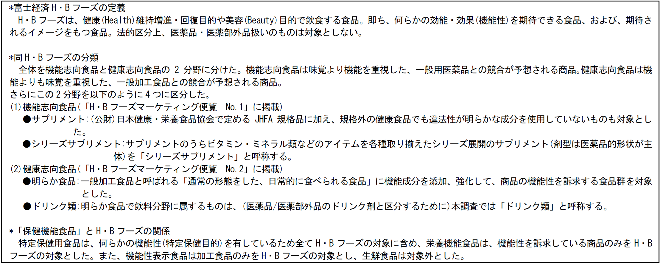 富士経済H・Bフーズの定義